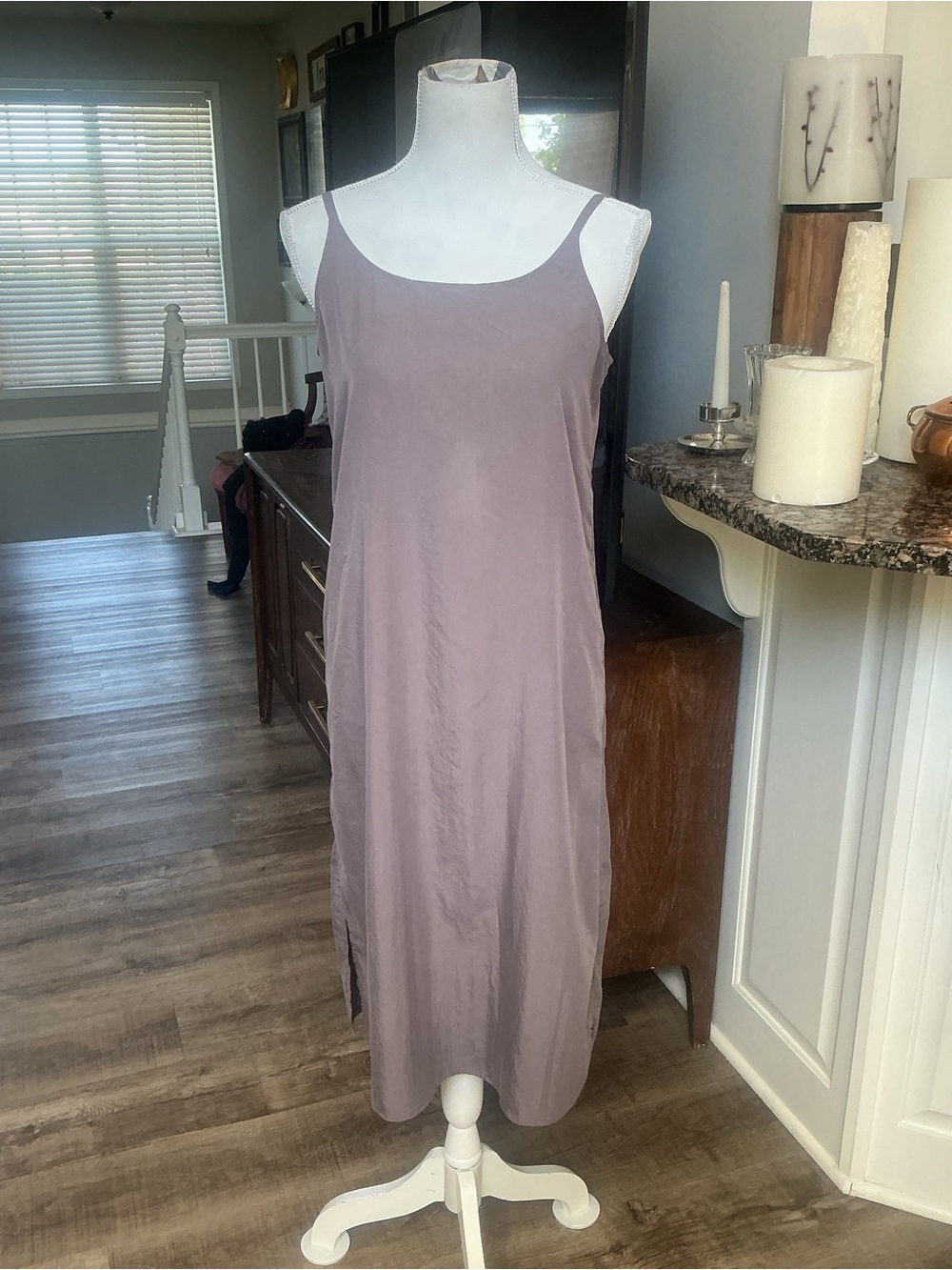 Eileen Fisher Sandwashed Tencel Slip Dress: Light Plum Size Petite Midi Dress
